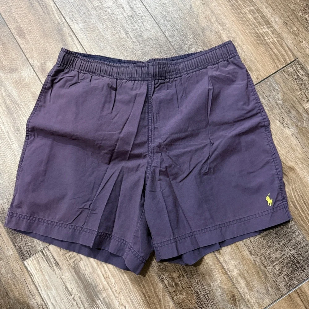 Polo Sport Swim Trunks Mens M Purple Cotton Nylon Mesh Lined Shorts Pony Logo